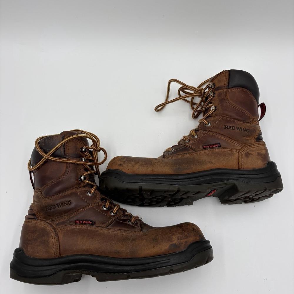 Red Wings Mens High Top Brown Leather Work SteelToe Shoes Lace Up Boots Size 8.5 - Picture 6 of 8